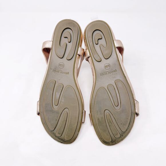 [Gentle Souls] Kenneth Cole Rose Gold Lark Slim T-Strap Open Toe Sandals Sz 9.5M - Picture 11 of 11